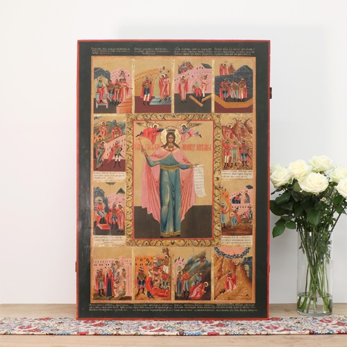 A large hagiographical icon of St. Barbara